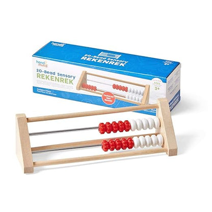 hand2mind Mini 20 Bead Wooden Rekenrek Class Set, Abacus for Kids Math & 20 Bead Wooden Sensory Rekenrek, Abacus for Kids Math, Math Manipulatives Kindergarten