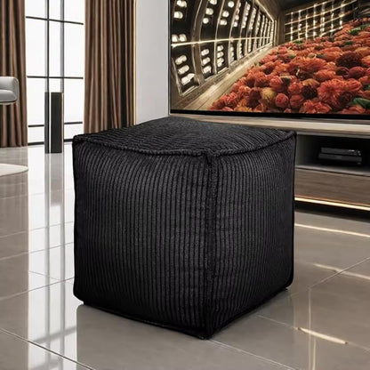 Louis Donné Unstuffed Pouf Ottoman Cover for Storage Black Square Poofy Ottomans Foot stool for Living Room Floor Cushion, Premium Corduroy Fabric, Footrest for Couch and Single Sofa 17.7"(Only Cover)