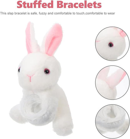 Abaodam Animal Slap Bracelet Rabbit Slap Bracelet Plush Bunny Stuffed Animal Hugger Snap Wristband for Kids Birthday Party