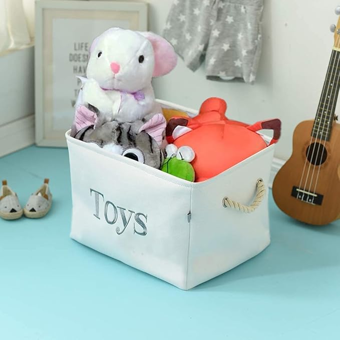 INough Toy Storage for Kids Toy Box Lightweight Collapsible Toy Storage Organizer Toys Bin with Handle, Storage Baskets for Kids, Boys, Girls, Nursery Room (Large, Toys)
