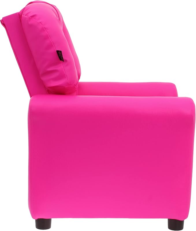 The Crew Furniture Traditional Kids Recliner, Toddler Ages 1-5 Years, Pu Faux Leather, Hot Pink