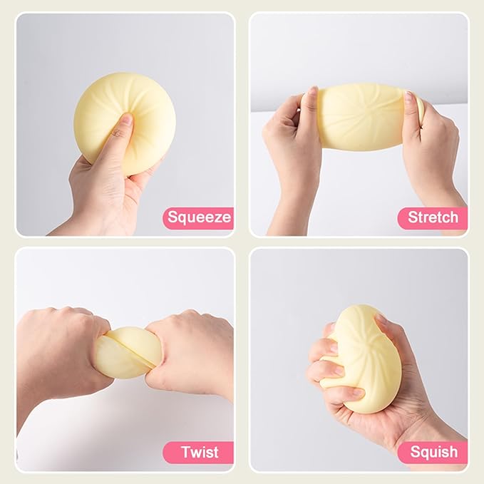 Dumpling Squishy, Mystery Squishy Dumpling Box, Fidget Toys Adults & Teens, Easter Basket Stuffers, Stocking Stuffers, Sensory Stress Ball Squeeze Toys for Stress Relief (Pink)