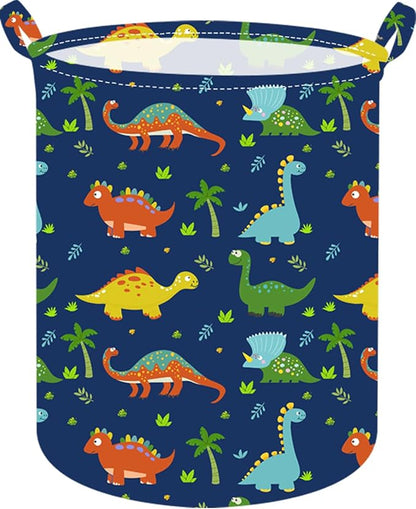 19.7 Inch Round Dinosaur Laundry Clothes Hamper Laundry Basket with Handles,Storage Organizer Bins Laundry Gift Basket for Room, Bedroom Decor