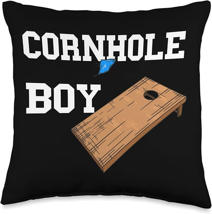 Boy Toss Game Lover Cornhole Board Throw Pillow, 16x16, Multicolor