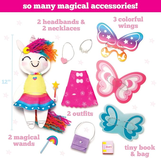 Craft-tastic —Make a Unicorn Friend Craft Kit — Learn to Make Easy-to-Sew Stuffie with Clothes & Accessories — Ages 4+