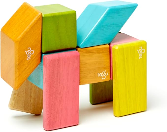 24 Piece Tegu Magnetic Wooden Block Set, Tints, 1-99 years old