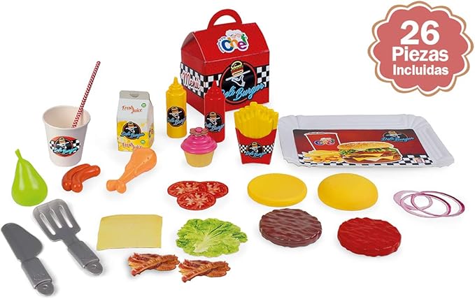 Educa Chicos LE P'TIT Chef Deli BURGUER Kids Kitchen Playset Kids Kitchen Play Set Kitchen Toys Pretend Play for Kids Age 3+