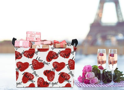 NTAOHAMPER Rectangular Storage Basket Empty,Storage Bin with Handles,Room Decor,Gift Basket,Book Box(Love Heart)