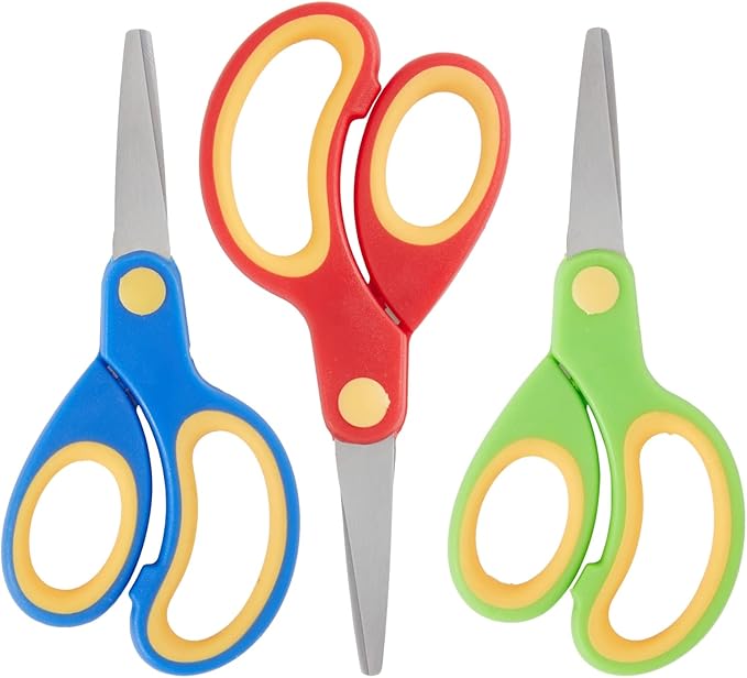 Juvale 24 Pack Blunt Tip Scissors - Classroom Bulk Pack for Kids Crafts, Student DIY Art Projects, Teacher Supplies (3 Colors, 5 Inch)