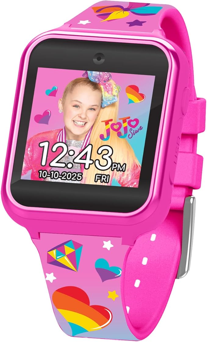 Accutime Kids Nickelodeon JoJo Siwa Educational, Touchscreen Smart Watch Toy for Girls, Boys, Toddlers - Selfie Cam, Learning Games, Alarm, Calculator, Pedometer & More (Model: JOJ4252AZ)