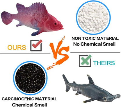 Funcorn Toys Ocean Sea Animal, 52 Pack Assorted Mini Vinyl Plastic Animal Toy Set, Realistic Under The Sea Life Figure Bath Toy for Child Educational Party Cake Cupcake Topper,Valentines Day Gift