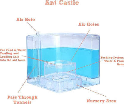 NAVADEAL Ant Farm Castle Experiment and Toy Allows Study of Social Structure, Architecture, Ecosystem, and The Behavior of Ants Within The 3D Maze of Translucent Gel