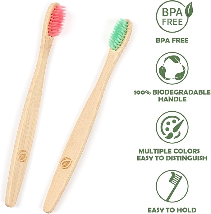 36PCS Kids Bamboo Toothbrushes, BPA Free Soft Toothbrushes for Adults and Kids, Soft Bristles Toothbrushes, Reusable Travel Toothbrushes, Eco Friendly Natural Wooden Toothbrushes Bulk