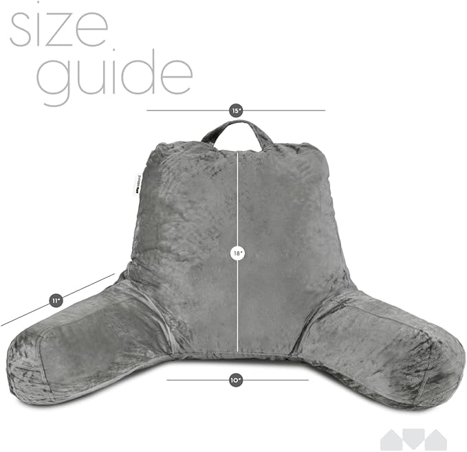 Milliard Reading Pillow with Shredded Memory Foam, Large Adult Backrest with Arms, Back Support for Sitting Up in Bed with Washable Cover (Sit up Pillow)