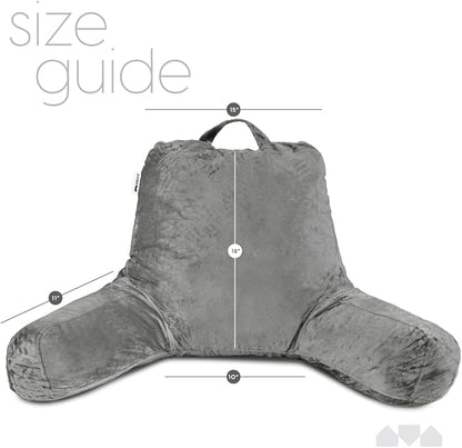 Milliard Reading Pillow with Shredded Memory Foam, Large Adult Backrest with Arms, Back Support for Sitting Up in Bed with Washable Cover (Sit up Pillow)