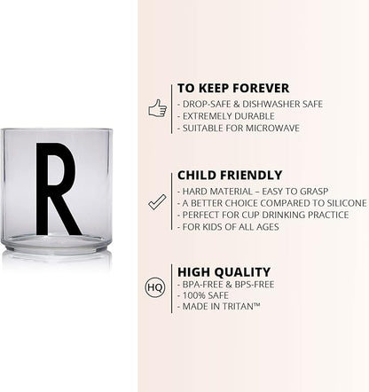 Design Letters Tritan Sippy Cups (A-Z) 6 Oz | Training Cup for Baby | Toddler Cup Unbreakable, BPA/BPS Free | Baby Cup Designed in Denmark | Tumbler for Kids Transparent