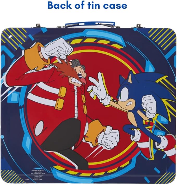 Innovative Designs Sonic The Hedgehog Deluxe Activity Set for Kids with Carrying Tin, Coloring Sheets, Stickers, & Art Supplies, 200+ Pieces