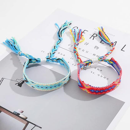 Woven Friendship Bracelets, Braided Bracelets String, Adjustable Nepal Bracelet，Mexico Wave Anklet for Best Friends Kids Women Girls Kids Men, Assorted Colorful（12PCS）