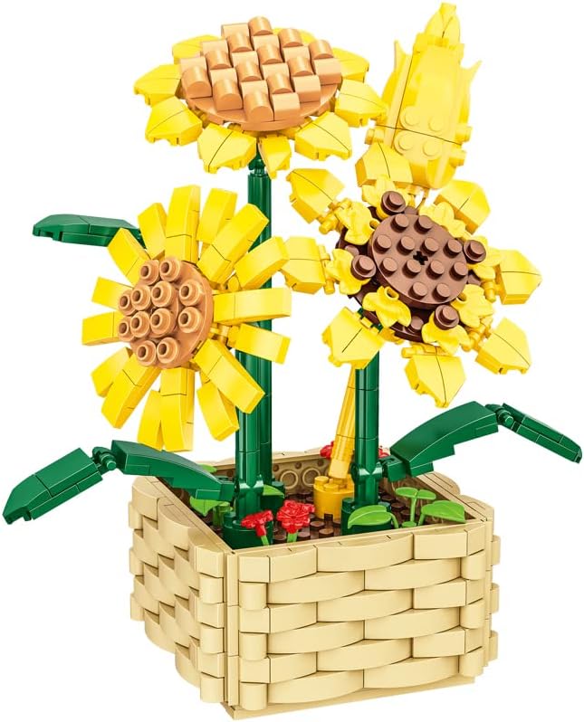 Sunflower Bouquet Building Block Set, 550 Pcs Mini Building Block Bouquet Building Block Set, Flower Building Toys, Creative Building Block Plant Series, Gift for Adults and Kids