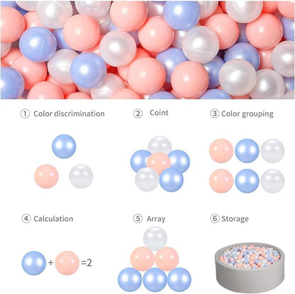 GOGOSO Ball Pit Balls for Toddles, Kids Plastic Balls for BallPit, Pool, Baby Party Accessories, Birthday Decoration 50 100 200 500 1000