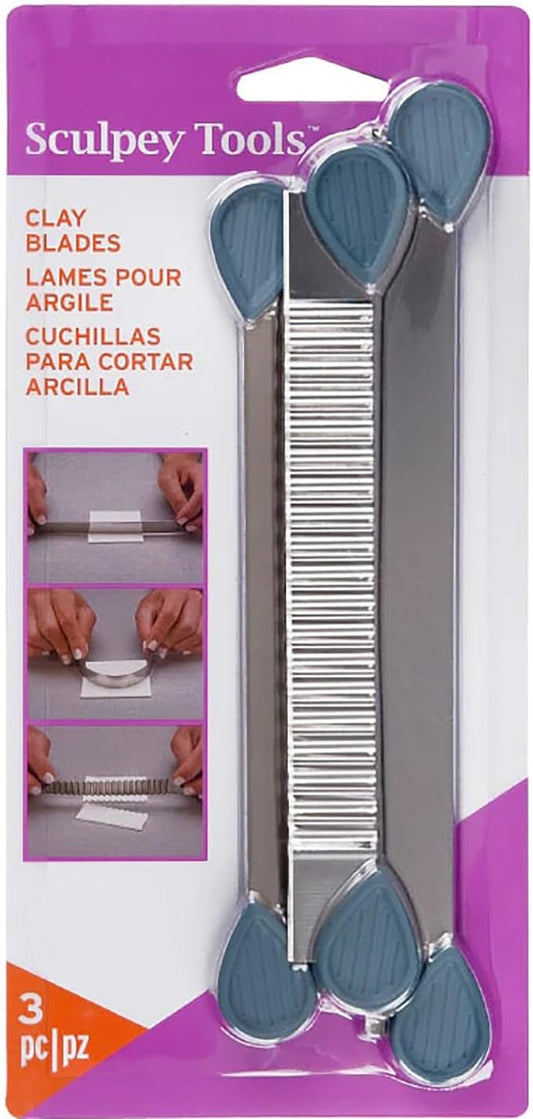 Sculpey Tools Clay Blades, 3 blades included - flexible, wavy and rigid blade, polymer oven-bake clay tool, great for all skill levels and craft projects