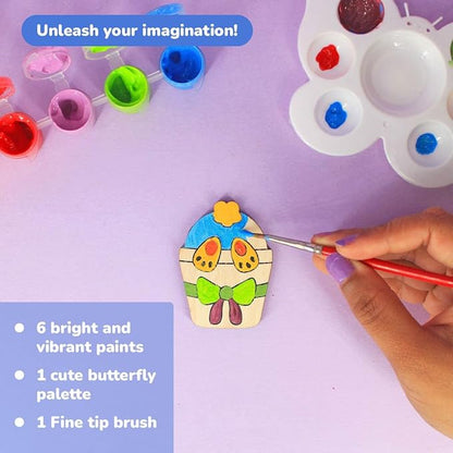 Shumee Paint Your Own Wooden Magnets -(Easter Magnets Themed) DIY Art & Craft for Kids- Age 6 Years+ | Organic 6 Non Toxic Paint | Ideal Gift for Kids | Valentine's Day Gift for Kids