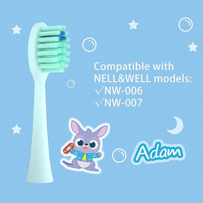 NELL&WELL 6 Pieces Replacement Toothbrush Heads for NW010/NW-006/NW-007 Sonic Electric Toothbrush (Blue)