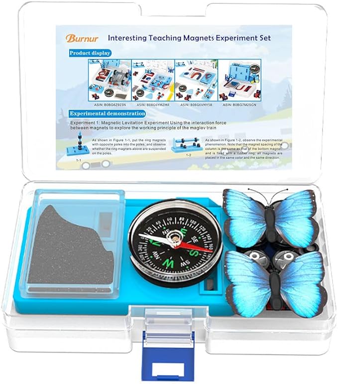 Labs Junior Science Magnet Set for Experiment Education Tools Physics Toys for Kids Icluding Bar/Ring/Horseshoe/Compass Magnets
