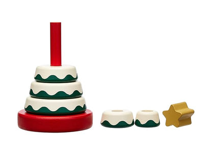 Pearhead Wooden Christmas Tree Stacking Toy, Holiday Nursery Décor & Stacking Rings for Baby, Perfect for Festive Playtime, Seasonal Celebrations, and Christmas-Themed Developmental Fun