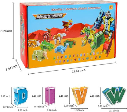 Alphabet Animal Toys for Kids, STEM ABC Learning Alphabots Transforming Toys Classroom Teaching Alpha Bots Toy for Kids 4-6 Toddlers - 26 Pieces