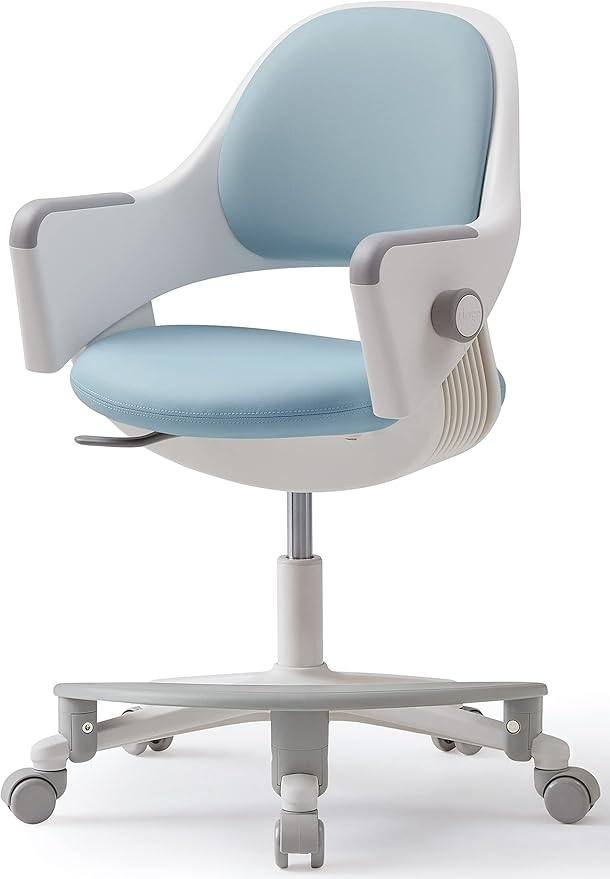 SIDIZ Ringo Study Desk Chair : Ergonomic Study Chair with Footrest, 4-Step Growing Function, Adjustable Seat Height, Sit-Locking Casters, Swivel Type Study Chair (Lavendar Blue Chair)
