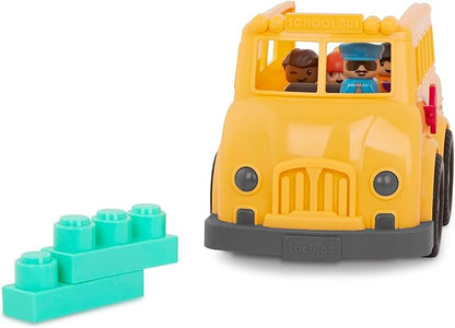 Battat – School Bus – 8Pc Construction Set – 5 Figures & 2 Blocks – Build-On Vehicle – 12 Months + – Locbloc® School Bus