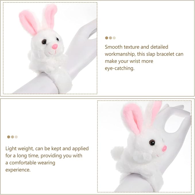 Animals Slap Bracelet Rabbit Slap Bracelet Plush Stuffed Animal Hugger Snap Wristband Plush Rabbit Toy for Kids Party Favors