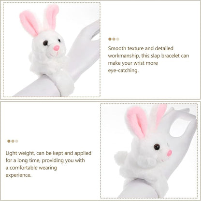 Animals Slap Bracelet Rabbit Slap Bracelet Plush Stuffed Animal Hugger Snap Wristband Plush Rabbit Toy for Kids Party Favors