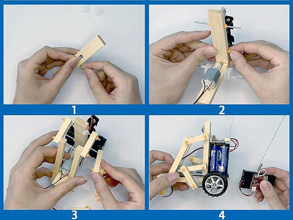 Wooden Wireless Remote Control Robotics Bicycle K3 - Creative Engineering Circuit Science STEM Building Kit - Electric Motor DIY Experiment for Kids, Teens and Adults