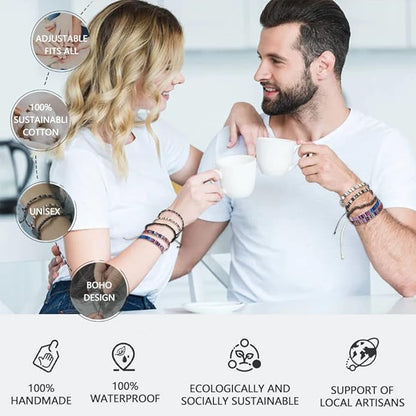 Beach Bracelet Set for Men and Women, Surfer Men Bracelet, Braided Boho Summer Bracelets Adjustable Men's Bracelet Handmade Women Bracelet String Rope Ankle Bracelets Birthday Gift