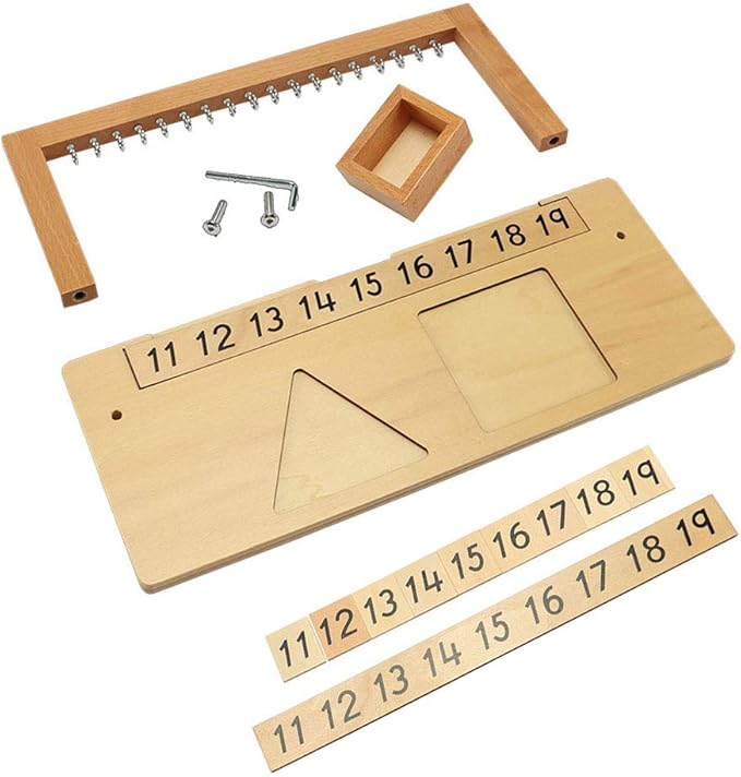 Montessori Hanger for Color Bead Stairs with Beads/Teen Bead Hanger with Beads Preschool Learning Material Montessori Math Material Early Development Toy Montessori Toy for Kids (Teen Beads Hanger)