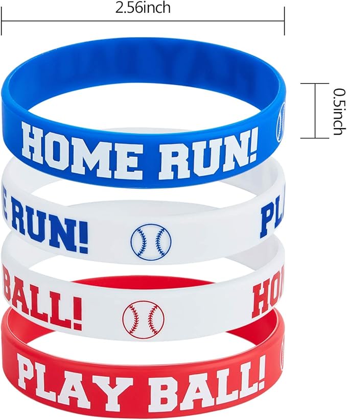 Frienda Baseball Silicone Rubber Bracelets Rubber Wristbands Baseball Bracelet Wristbands for Gifts Party Favors (24 Pieces)