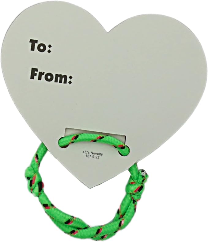 4E's Novelty Valentines Bracelets with Cards (48 Pack ) Our Class Will Knot Be The Same Without You - Bulk School Valentines Day Gifts for Kids from Teacher Party Favors Classroom Exchange