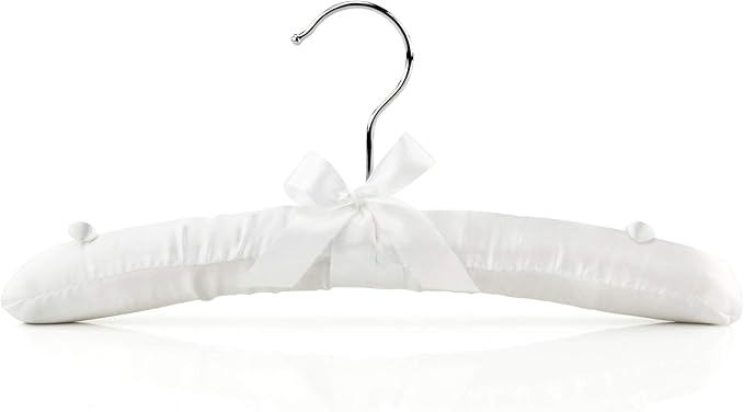 HANGERWORLD Pack of 3 Small Kids Satin Padded Hangers - 11.8inch Soft White Infant, Toddler and Baby Hangers for Nursery Closet