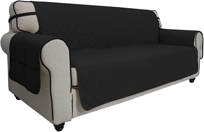 Easy-Going Sofa Slipcover Oversized Sofa Cover Waterproof Couch Cover Furniture Protector Cover Pets Covers Washable Non-Slip Fabric Pets Kids Children Dog Cat (Oversized Sofa, Black)