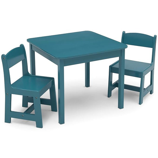 Delta Children MySize Kids Wood Table and Chair Set (2 Chairs Included) - Ideal for Arts & Crafts, Snack Time, Homeschooling, Homework & More, Greenguard Gold Certified, Teal