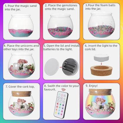 Unicorn Terrarium Kit for Girls - Light Up Terrarium Kit for Kids - Unicorn Arts and Crafts Gifts for Kids- Cool Birthday Gifts Toys for Grils Ages 6 7 8 9 10 11 12 Years Old