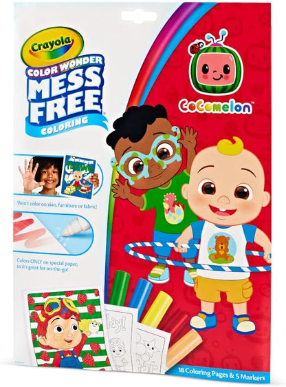 Crayola Cocomelon Color Wonder Coloring Set, Cocomelon Coloring Pages, Mess Free Coloring for Toddlers, Travel Activity, Gift for Kids