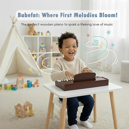 Kids Piano Keyboard 37 Keys Digital Piano for Kids Mini Musical Instruments Wooden Pianos Toy for 4+ Years Old Girls and Boys Birthday Gift Walnut (Walnut)