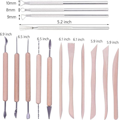 Polymer Clay Tools,25Pcs Pottery Sculpting Tools Set with Plastic Case for Ceramic Modeling Carving Kids Beginners