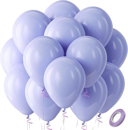 Bezente Dusty Purple Latex Party Balloons - 100 Pack 12 inch Round Helium Lavender Lilac Boho Neutral Balloons for Wedding Anniversary Engagement Cat Tornado Theme Birthday Party Decorations