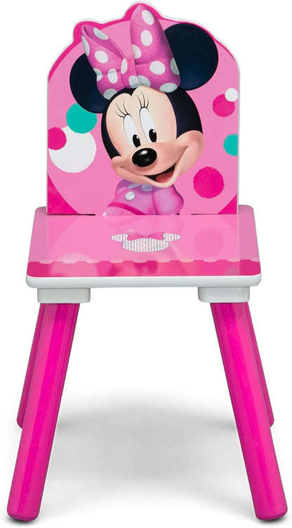 Delta Children Disney Minnie Mouse 4-Piece Toddler Room-in-a-Box Set – Includes Sleep and Play Toddler Bed, Table, 1 Chair and Toy Box, Pink