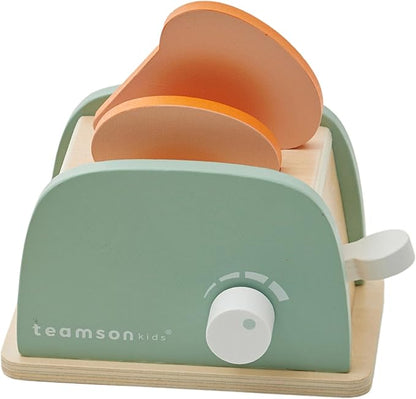Teamson Kids Little Chef Frankfurt 11-pc. Wooden Play Kitchen Toaster Accessory Set with Pretend Food and Utensils