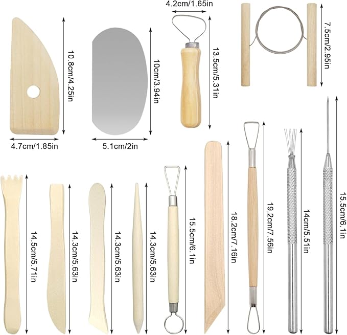 13 Pcs Wooden Clay Tools, Sculpting Tools, Clay Sculpting Tools, Ceramic Tools, Clay Modeling Kit Ceramics Trimming Tools Dotting Tool Molding Clay Accessories Miniature Clay Cutters for Beginner